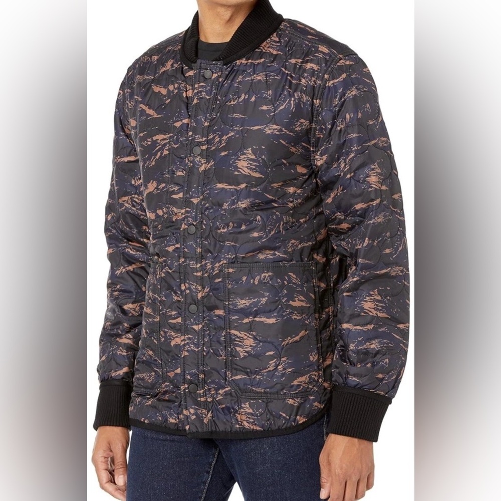 Hudson Jacket Bomber Mens Large Reversible Quilted Blue Camo